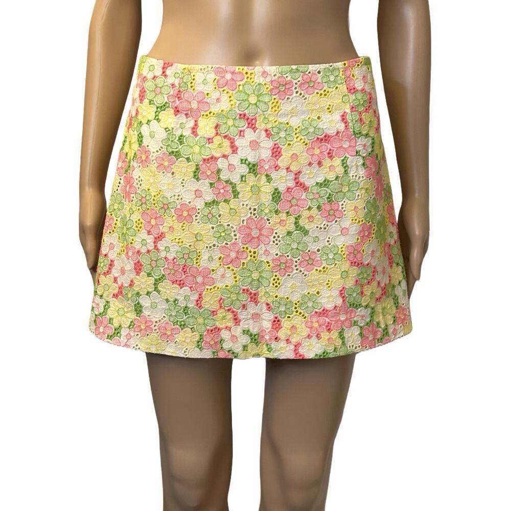 Lilly Pulitzer Women's Mini Floral Skirt A-Line Back Zipper Lined Size 0